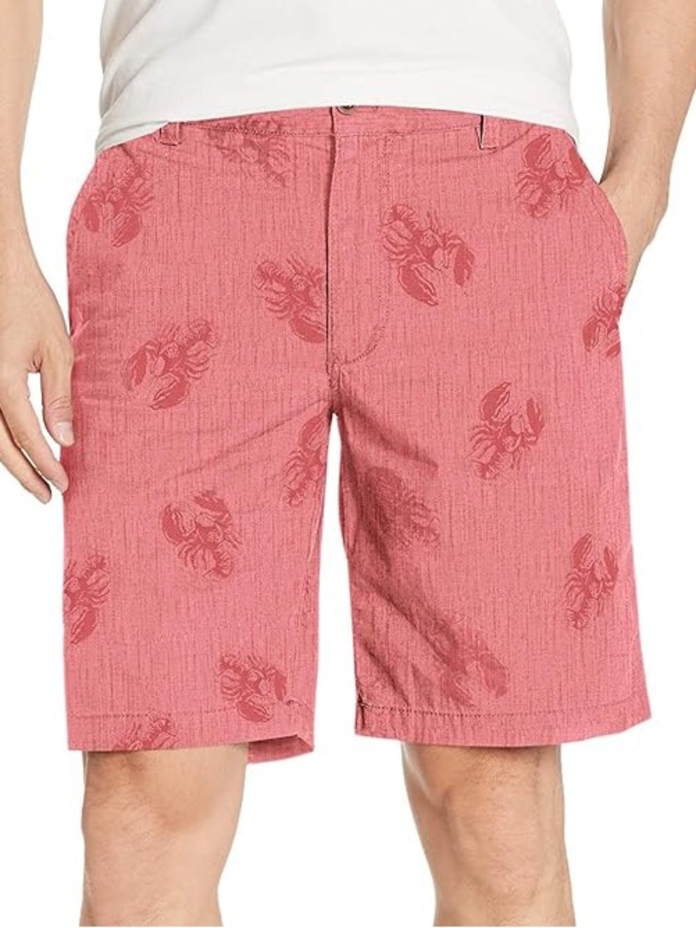 Izod Red Lobster Print Flat-Front Men's Shorts size 34